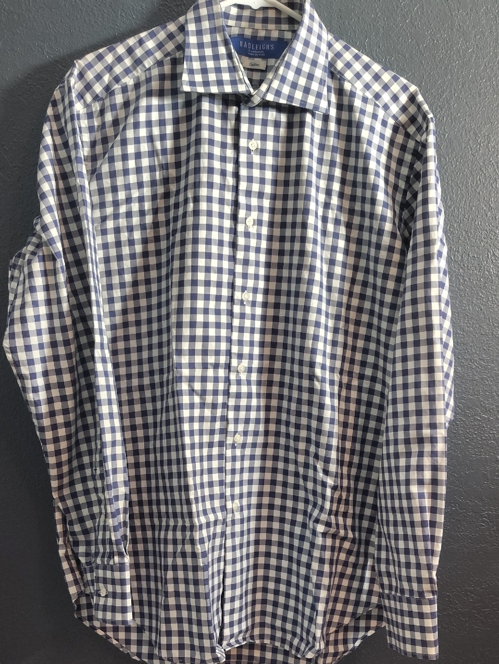 Badgley’s Navy and White Gingham Dress Shirt